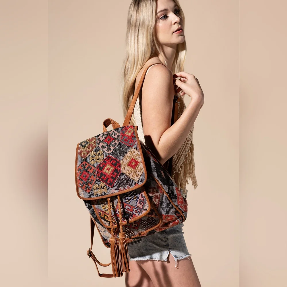 Embroidered Backpack - Unique Artisan Embellished Ethnic Look -Fully Fine Cotton